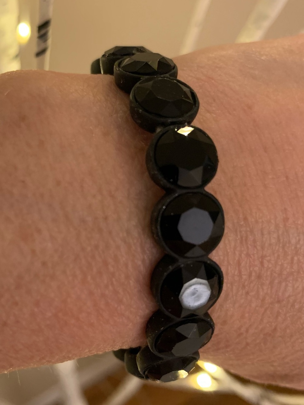Black Faceted Stone Stretch Bracelet - Women Jewelry